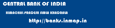 CENTRAL BANK OF INDIA  HIMACHAL PRADESH SIMLA KHADRALA   banks information 
